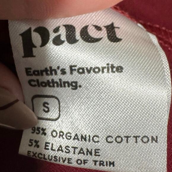 Pact NWT Fit And Flare Easy Dress V Neck Mini Cotton Burgundy Red Size Small - Picture 10 of 12